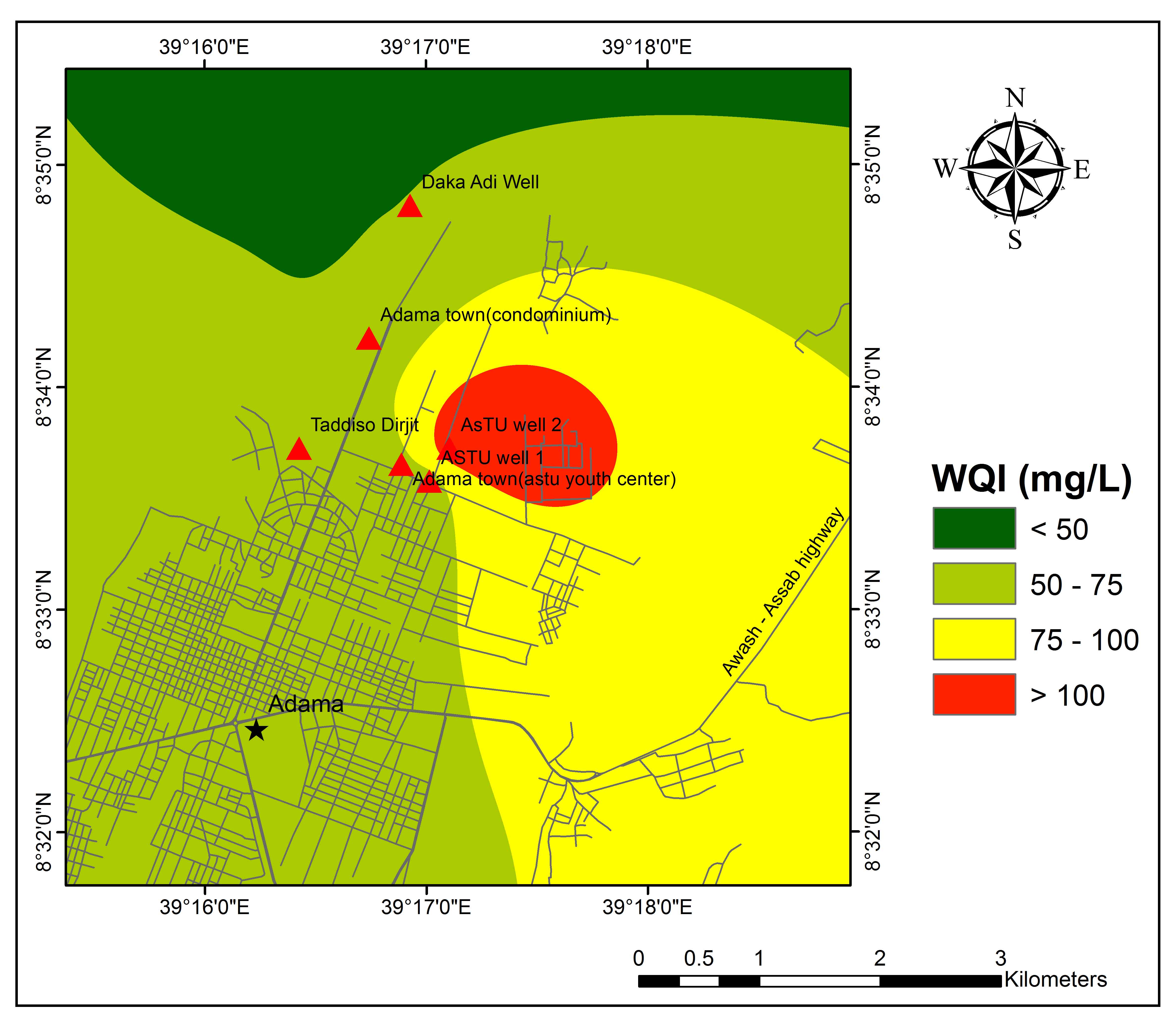 Groundwater Quality Assessment Using Geospatial Techniques and WQI in North East of Adama Town, Oromia Region, Ethiopia